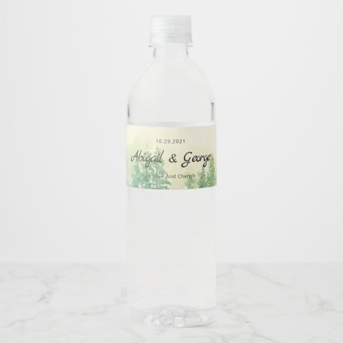 Customizable Rustic Forest Wedding Water Bottle Label