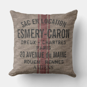 Customizable Rustic French Grainsack Throw Pillow