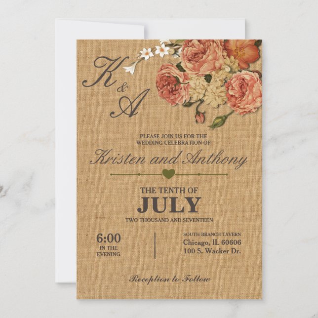 Customizable Rustic Wedding Invitations (Front)