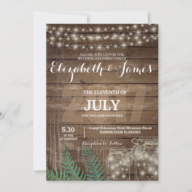 Customizable Rustic Wedding Invitations (Front)