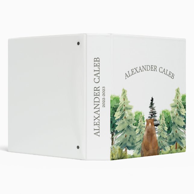 Customizable Rustic Woodland Baby Photo Album 3 Ri Ring Binder (Background)