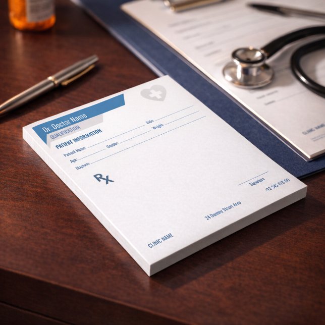 Customizable RX Pad for Doctors - Prescription Pad (Custom Prescription Notepad | Editable Professional RX Pad)