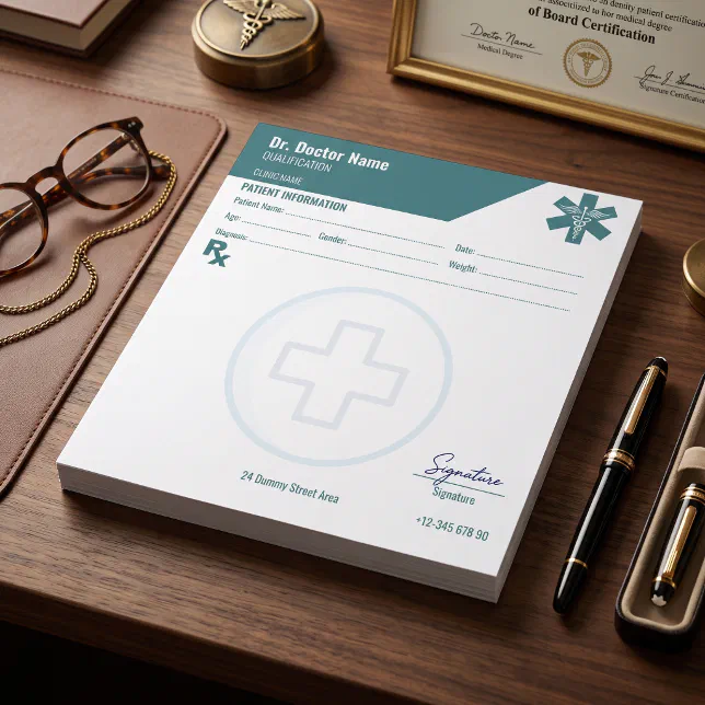 Customizable RX Pad Teal Doctor Prescription | Zazzle