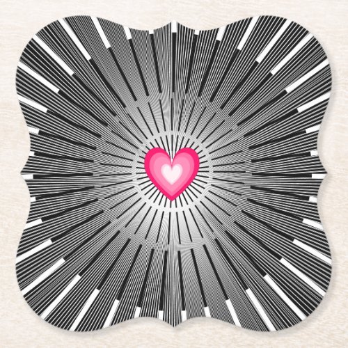 Customizable Sacred Heart _ Grey  White Cool Rad Paper Coaster