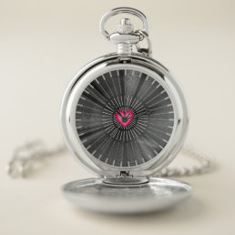 Customizable Sacred Heart - Grey &amp; White Cool Rad Pocket Watch