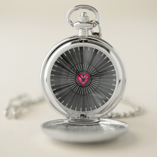 Customizable Sacred Heart _ Grey  White Cool Rad Pocket Watch