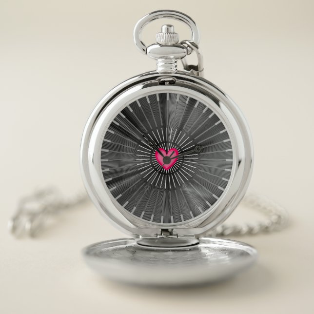 Customizable Sacred Heart - Grey & White Cool Rad Pocket Watch (Inside)