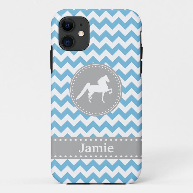 Customizable Saddlebred Blue Chevron iPhone 5 Case (Back)