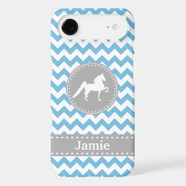 Customizable Saddlebred Blue Chevron iPhone 6 case (Back)
