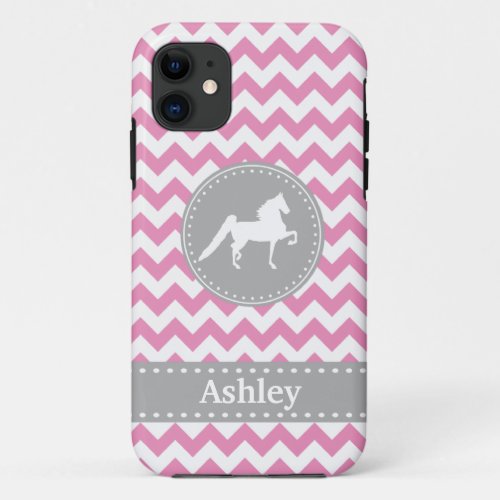 Customizable Saddlebred Pink Chevron iPhone 5 Case