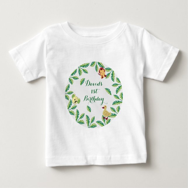 Customizable Safari Birthday party Baby T-Shirt (Front)