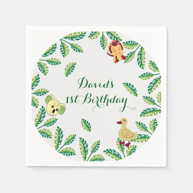 Customizable Safari Birthday party Napkins (Front)