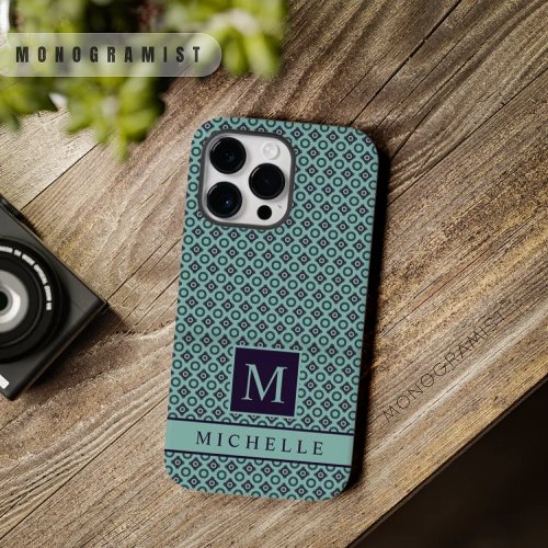 Customizable Sage Green Purple Dot Geometric  Case_Mate iPhone 14 Pro Max Case