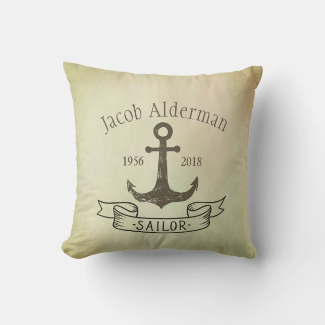 Customizable Sailor Memorial Throw Pillow (Front)