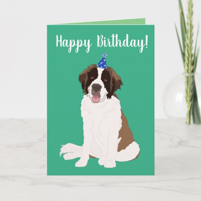 Customizable Saint Bernard Birthday  Card (Front)