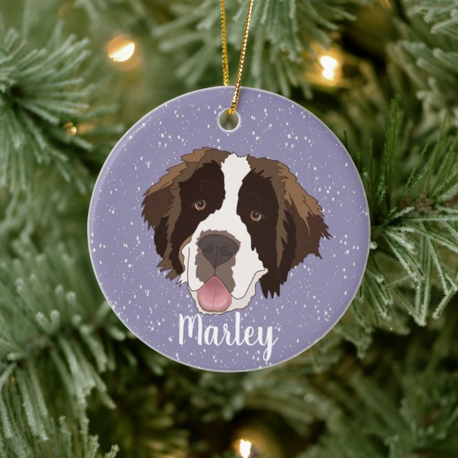 Customizable Saint Bernard  Ceramic Ornament (Tree)