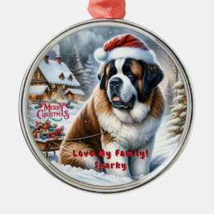 Customizable Saint Bernard Christmas Ornament