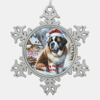 Customizable Saint Bernard Christmas Ornament