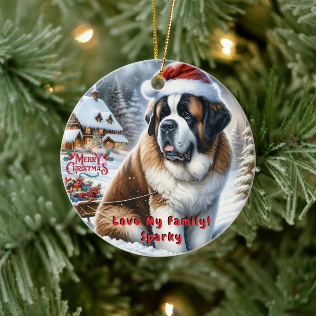 Customizable Saint Bernard Christmas Ornament (Tree)