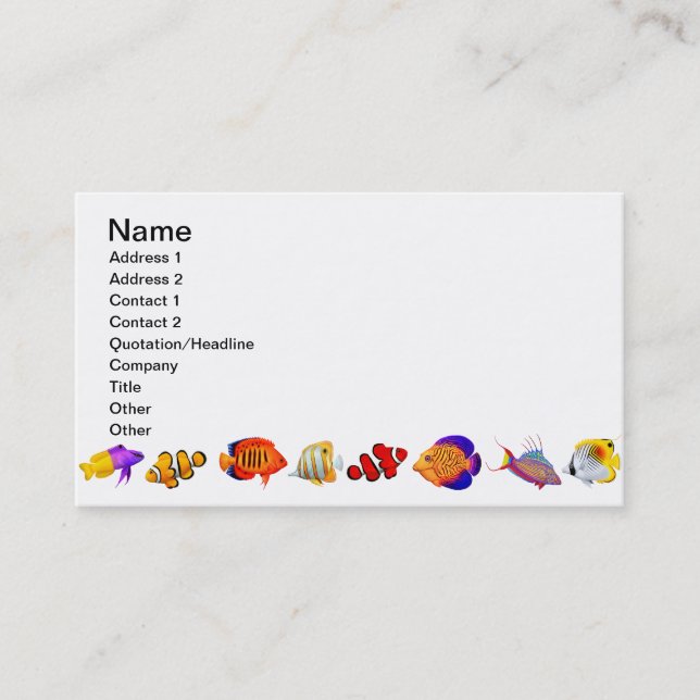 Customizable Saltwater Reef Aquarium Fish Business Business Card (Front)