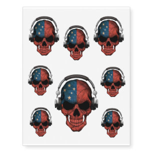 Customizable Samoan Dj Skull with Headphones Temporary Tattoos