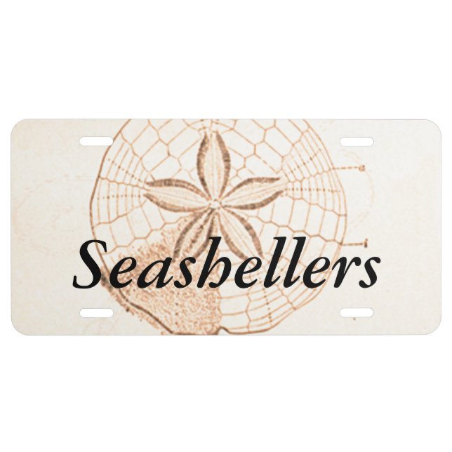 Customizable Sand Dollar Illustration License Plate (Front)