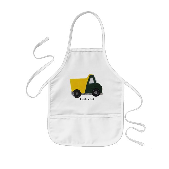 Customizable sand truck with text little chef kids' apron (Front)