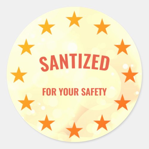 Customizable sanitized for your safety classic round sticker