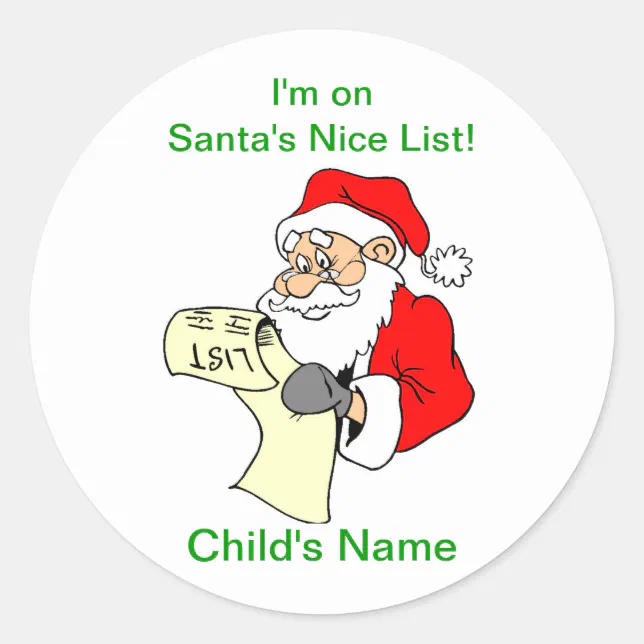 Customizable Santa Claus Nice List Stickers | Zazzle