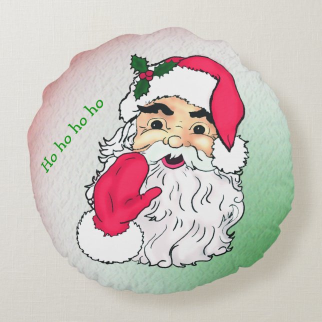 Customizable Santa claus Round Pillow (Back)