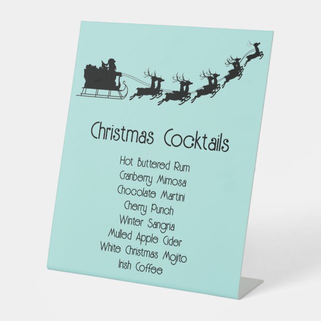 Customizable Santa Cocktail List Pedestal Sign (Front)