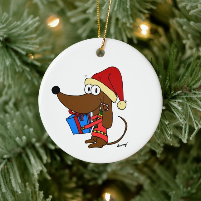 Customizable Santa Midge Ceramic Ornament (Tree)