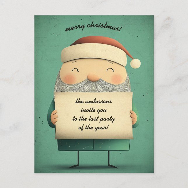 Customizable Santa on Sledge Pulled By an Elk Holiday Postcard (Front)