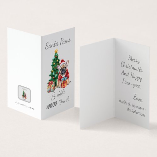 Customizable Santa Paws Frenchie Christmas Card