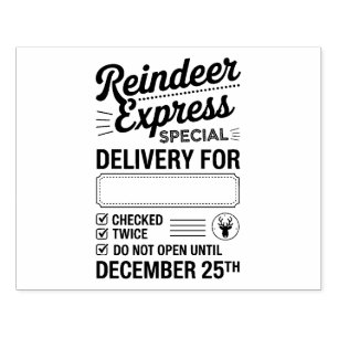 Customizable Santa Reindeer Christmas Deliver Rubber Stamp