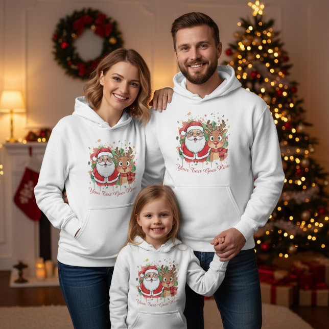 Customizable Santa & Reindeer Christmas  Hoodie (Creator Uploaded)
