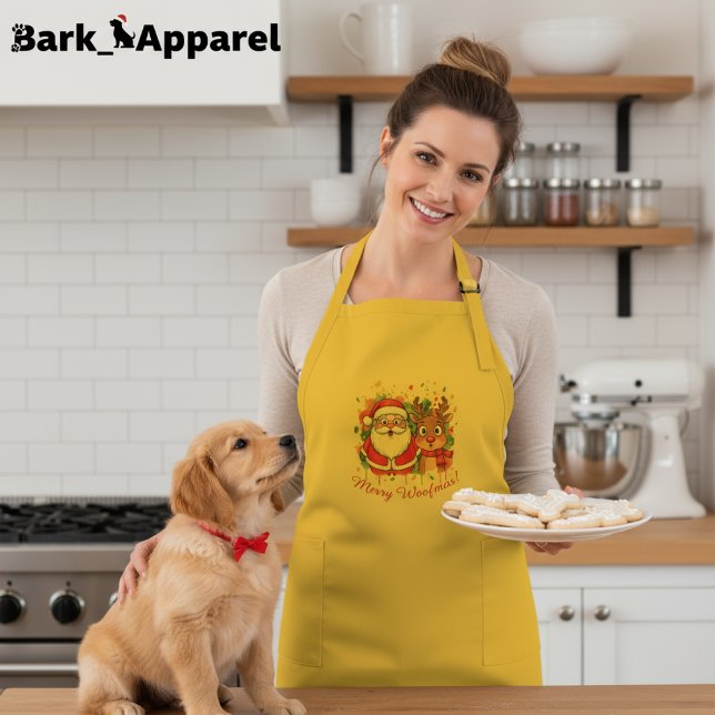 Customizable Santa & Reindeer Christmas  Long Apron (Creator Uploaded)