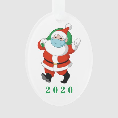 Customizable Santa wearing medical mask Ornament