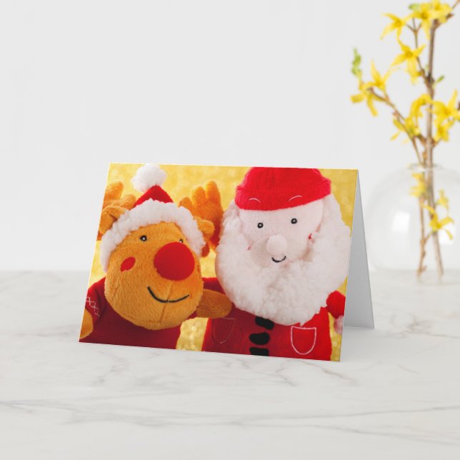 CUSTOMIZABLE SANTA XMAS RUDOLPH CARD (Yellow Flower)