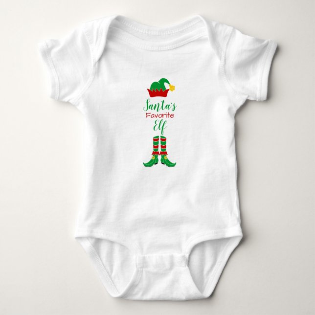 Customizable Santa's Elf Christmas Baby Bodysuit (Front)