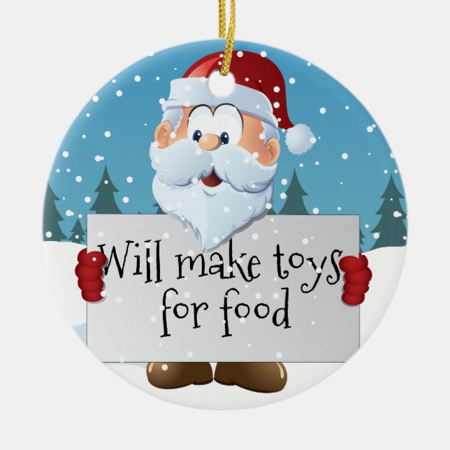 Customizable Santa's Help Sign Ceramic Ornament (Front)