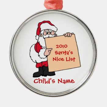 Customizable Santa's Nice List Ornament by IndiaL at Zazzle