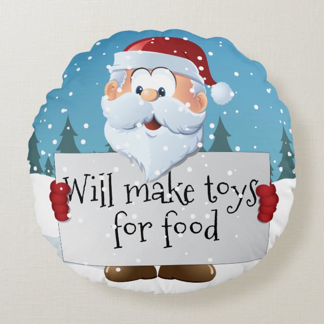 Customizable Santa's  Sign Round Pillow (Front)