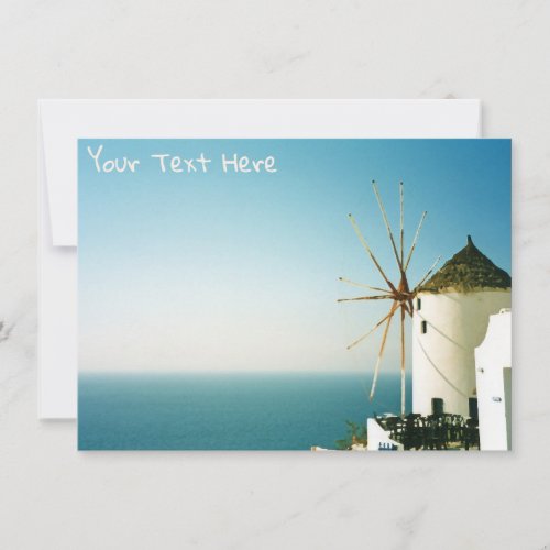 Customizable Santorini windmill Greece Card