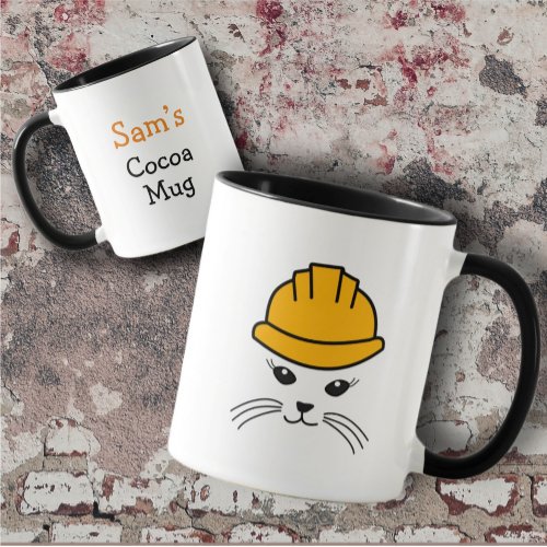 Customizable Sassy Cat Construction Worker Mug