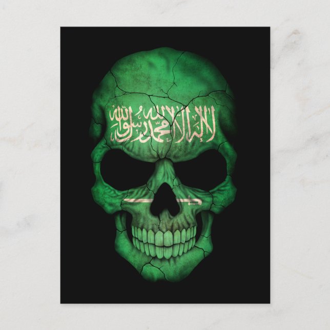 Customizable Saudi Arabian Flag Skull Postcard (Front)