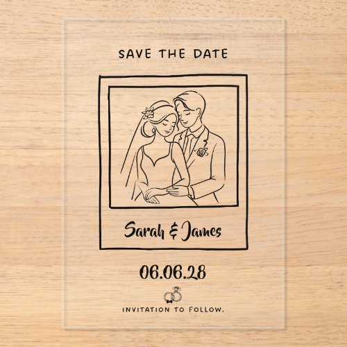 Customizable Save the Date Bride groom CLear