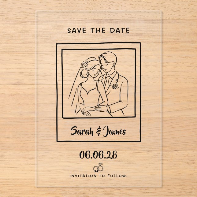 Customizable Save the Date  Bride groom CLear (Front)