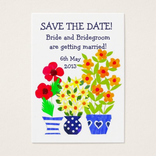 Customizable Customizable 'Save the Date' Card, Pots of Flowers Business Card