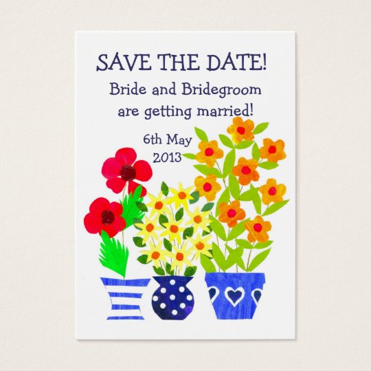 Customizable Save The Date Card Pots Of Flowers